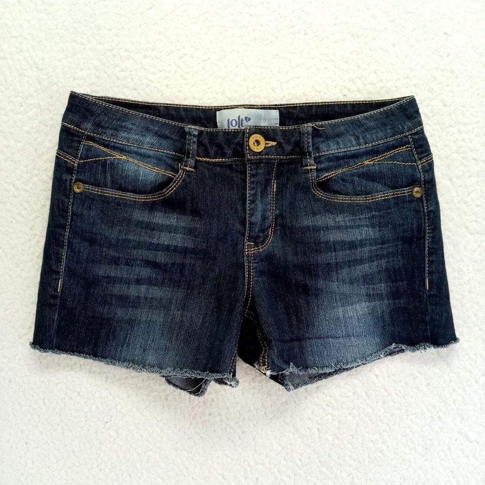Jolt Cutoff Shorts Womens Juniors 7 (30x3) Stretch Denim Cottonβ Blend Dark